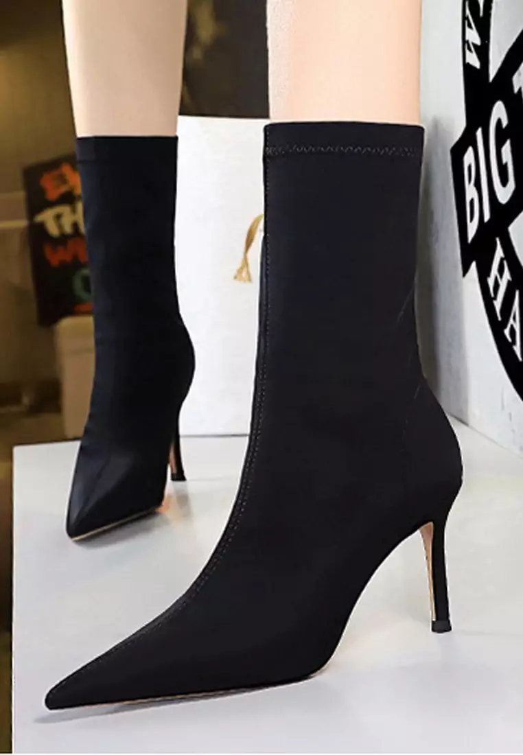 Stretch fabric ankle clearance boots