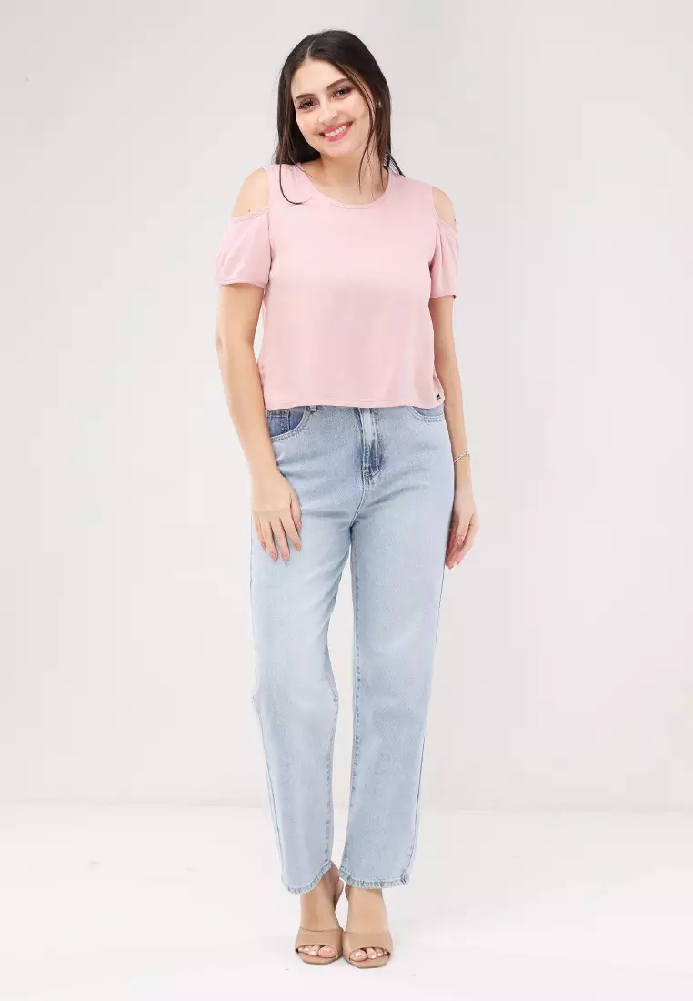 Single Twill Woven Short Sleeves Blouse