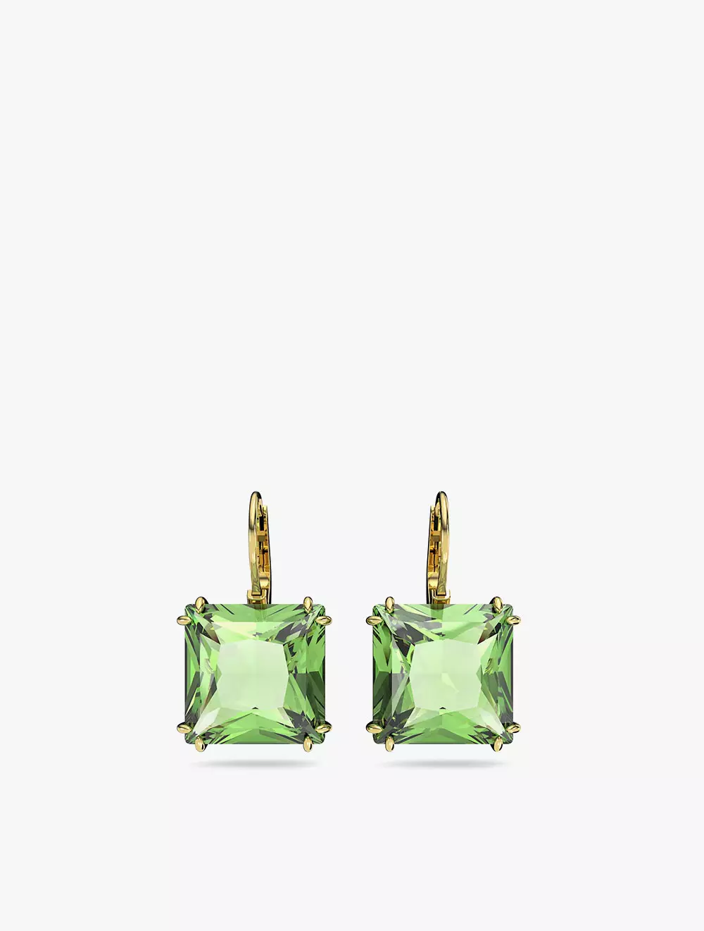 Millenia Drop Earrings, Square Cut, Green, Gold-Tone Plated - Green