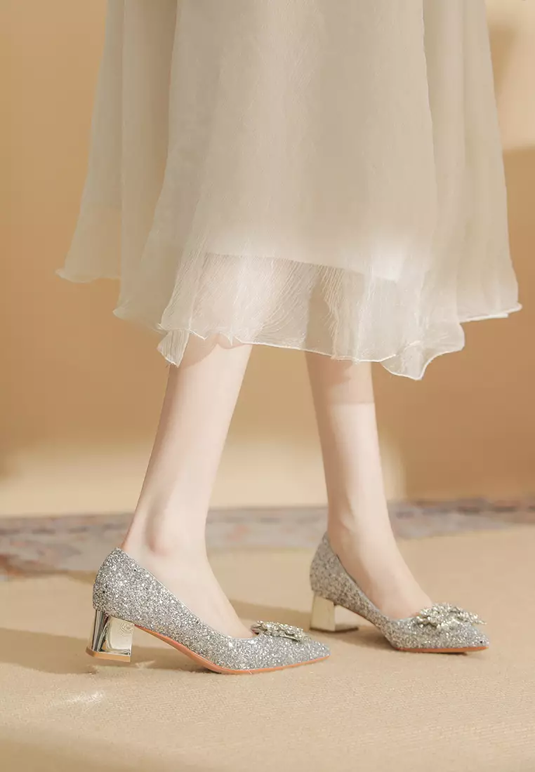 5CM Rhinestone Buckle Chunky Heel Shoes IF5306-3