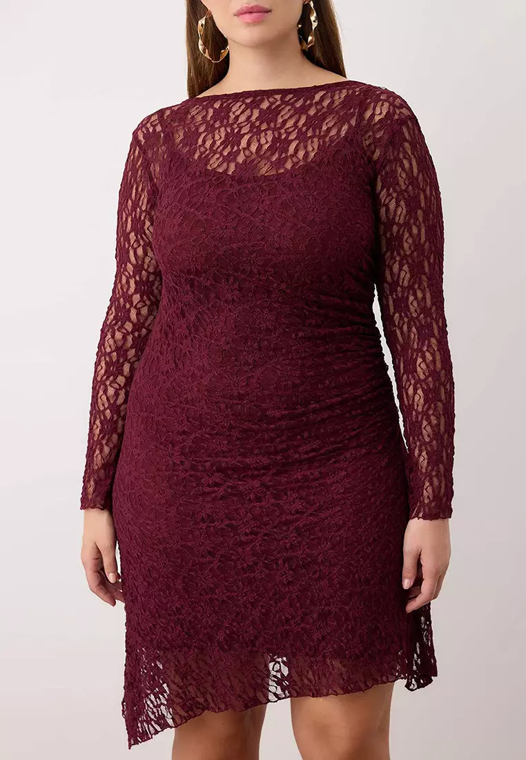 Lace Knitted Mini Plus Size Dress