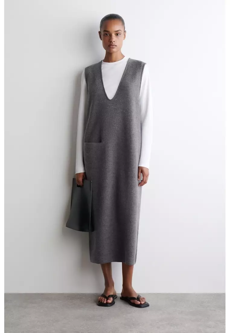 BOILED-WOOL MIDI DRESS