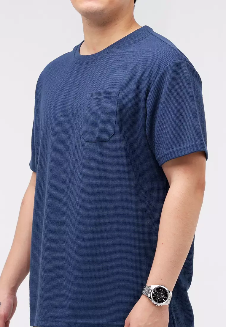 Round Neck Waffle Tee Short Sleeves