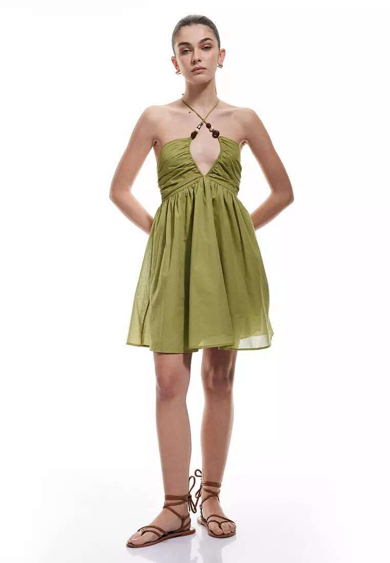 Beaded Detail Halter Neck Beach Dress