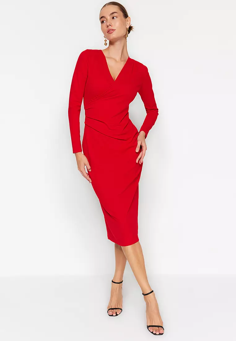 Drape Effect Midi Dress