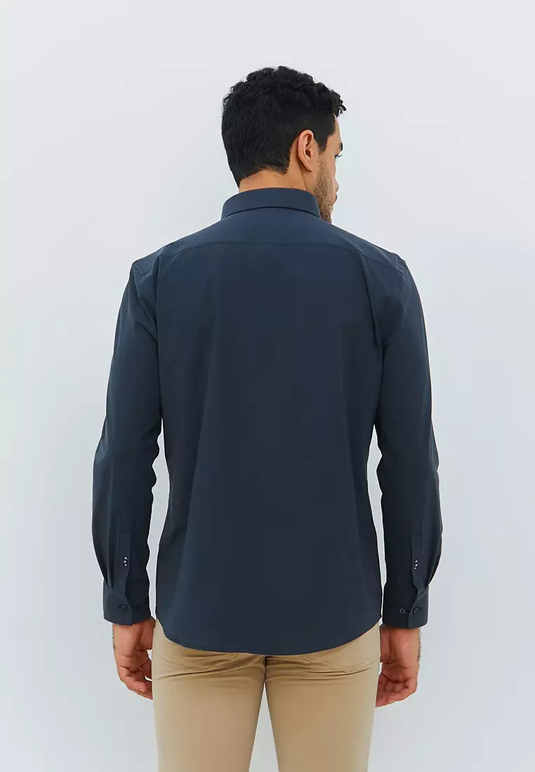 Jobb Steelco Kemeja Pria Lengan Panjang Regular Fit Dark Grey Colour Dark Grey