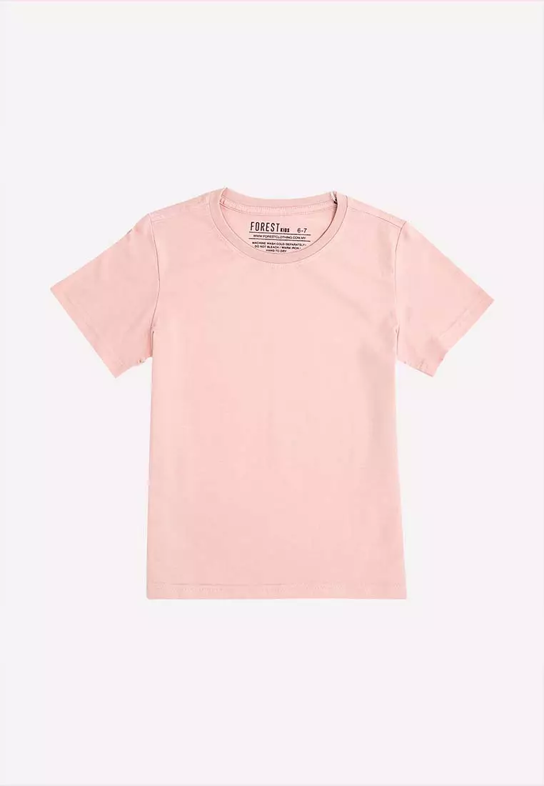 Forest Kids Unisex Premium Soft-Touch Cotton Regular Fit Round Neck Tshirt - Baju T Shirt Budak - FK82001 - 54Pink