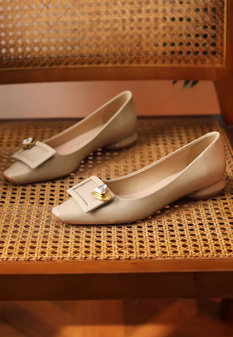 Square Rhinestone Flat Shoes XJ7318-20