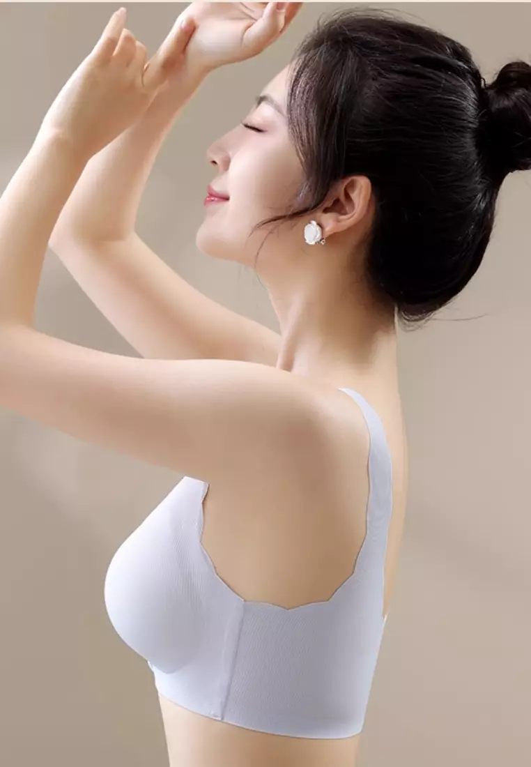 Premium Mikko Seamless Nursing Bra Paded Push Up Bra in Blue