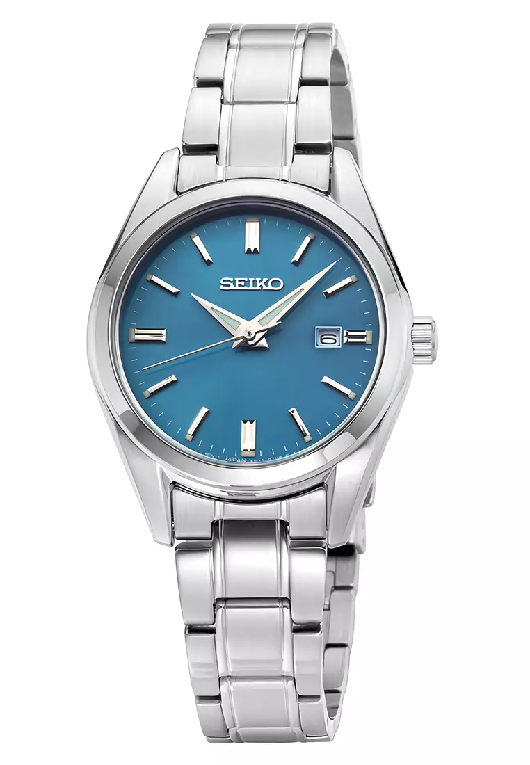 Seiko Quartz Classic Ladies Blue Dial Silver Stainless Steel Bracelet Women’s Watch - SUR531P1