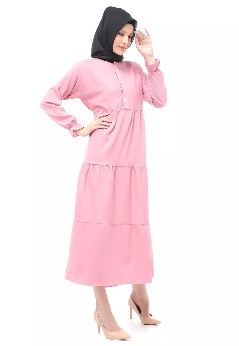 Alvia Gamis Rempel Panjang Wanita Motif Polos Long Sleeve Regular Fit - Dusty