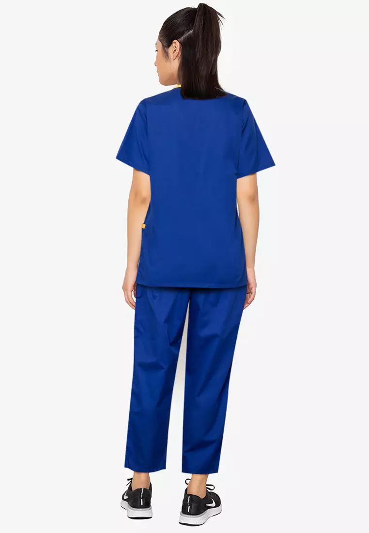 Buy INTAL GARMENTS Scrub Suit Medical Uniform SS08 Wrap Around with Sleeve  Piping Combination 2024 Online