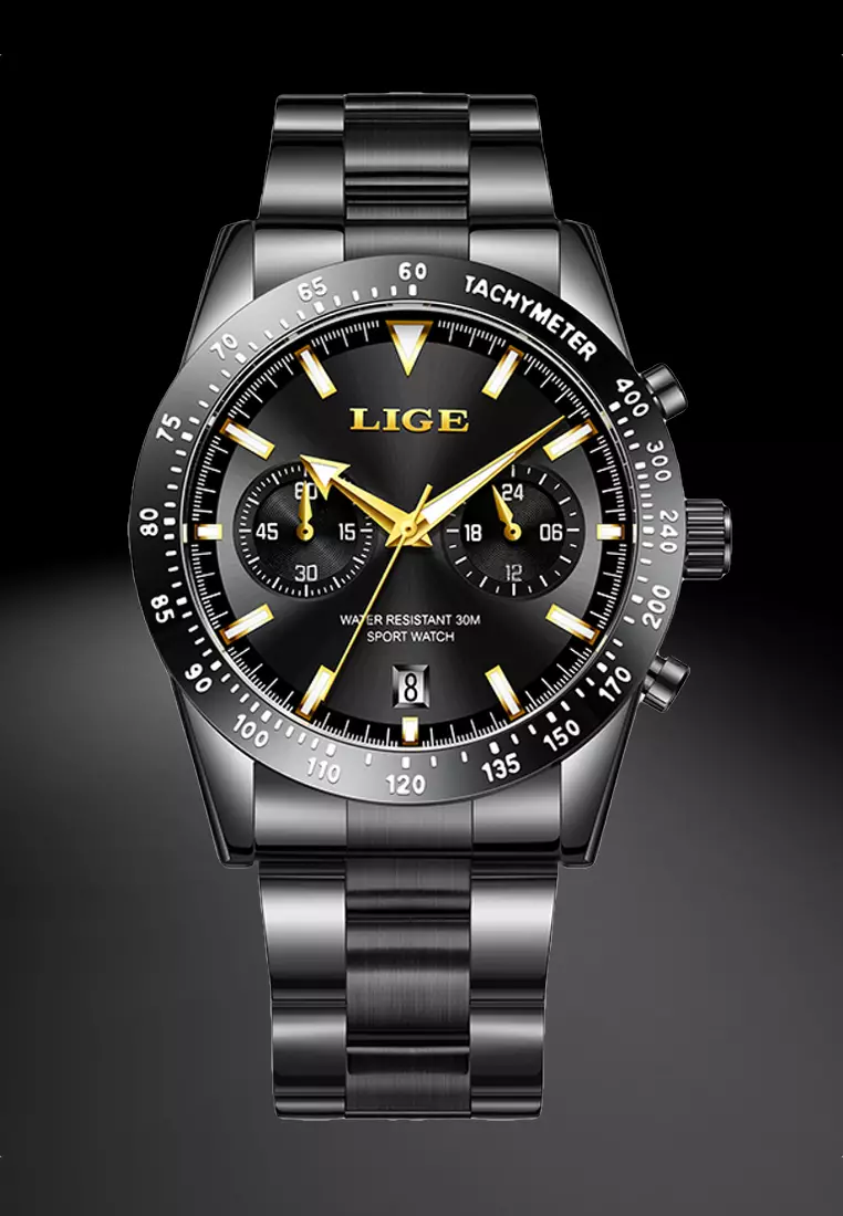 Chronograph Unisex Stainless Steel Quartz Watch, Steel Bracelet