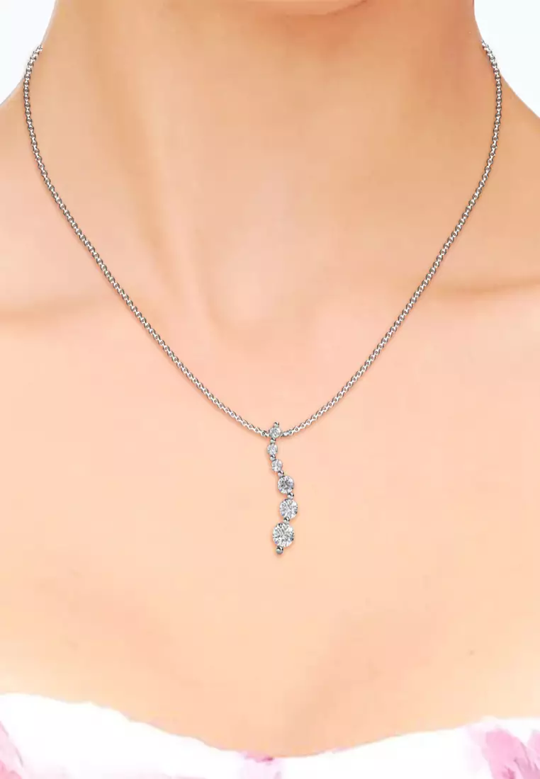 Curl Bond Pendant WG - Kalung Crystal Swarovski by Her Jewellery