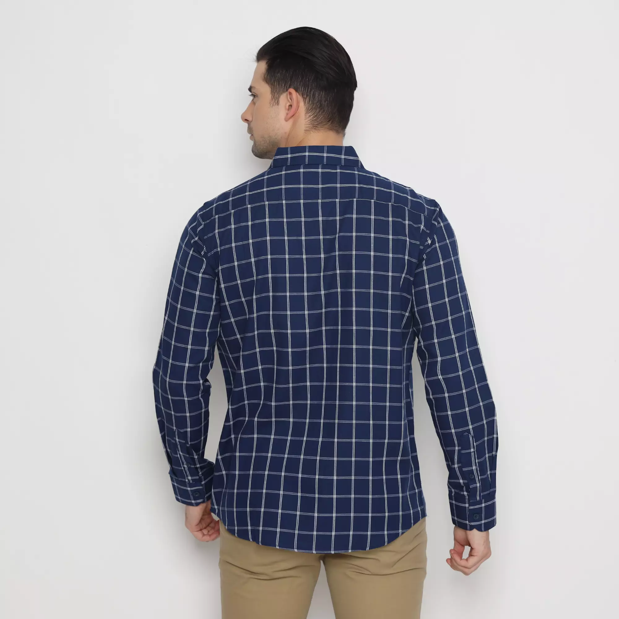 Platini Kemeja Flanel Pria Lengan Panjang Navy 76444