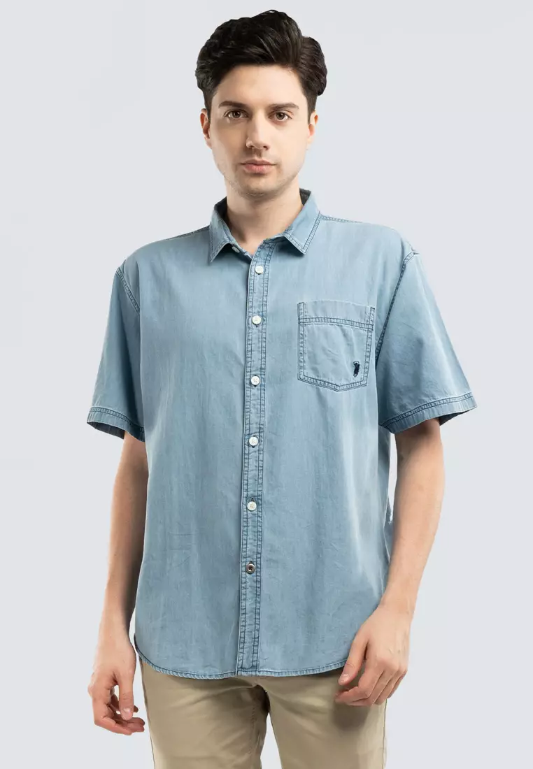 Denim polo outfit male discount