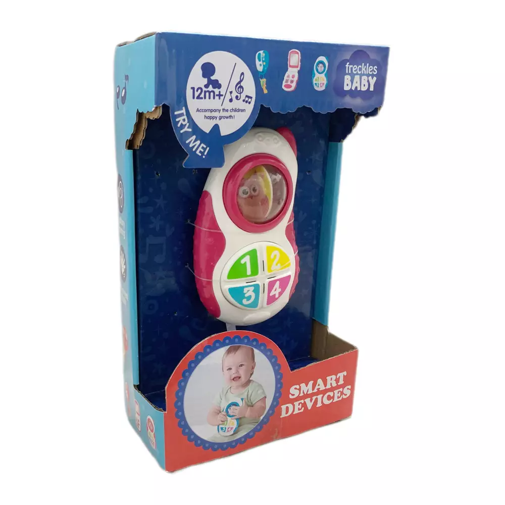 Freckles Baby Smart Devices Mobile Phone With Light and Music - PINK - (Termasuk Baterai) - Mainan Aktivitas Edukasi Bayi