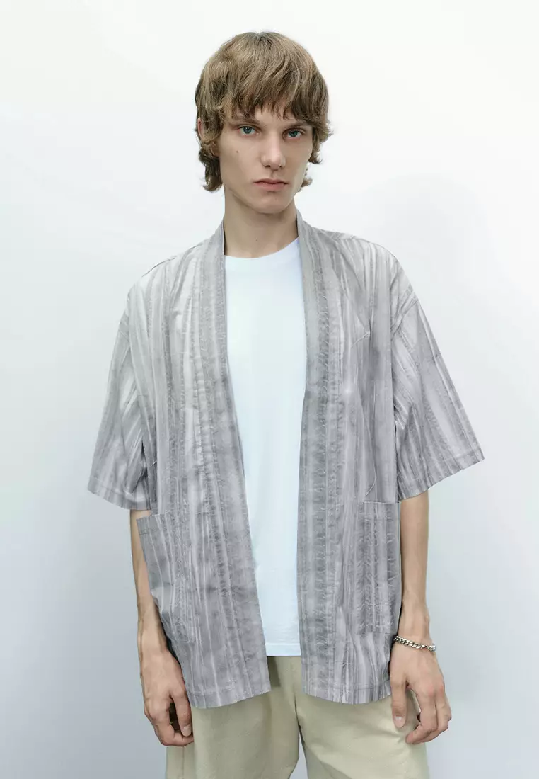 Striped kimono jacket clearance