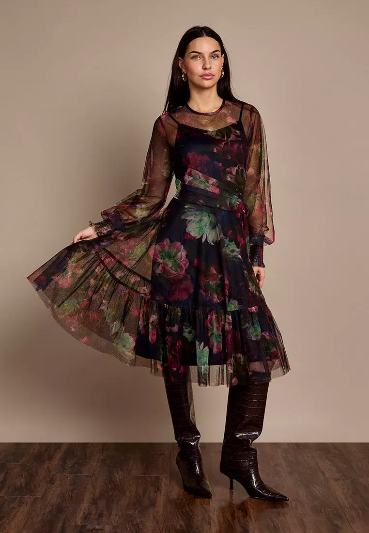 GWD Bettina Floral Mesh Knee Length Dress