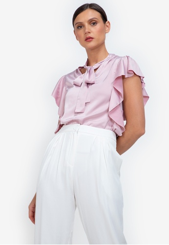 ZALORA WORK pink Frill Sleeves Blouse 0329EAA3071206GS_1