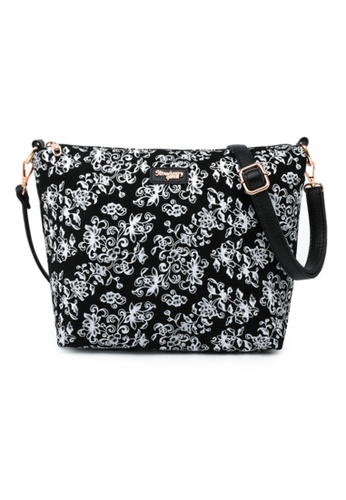 STRAWBERRY QUEEN 黑色 and 白色 Strawberry Queen Flamingo Sling Bag (Floral AN, Black) F76CEACB86664DGS_1