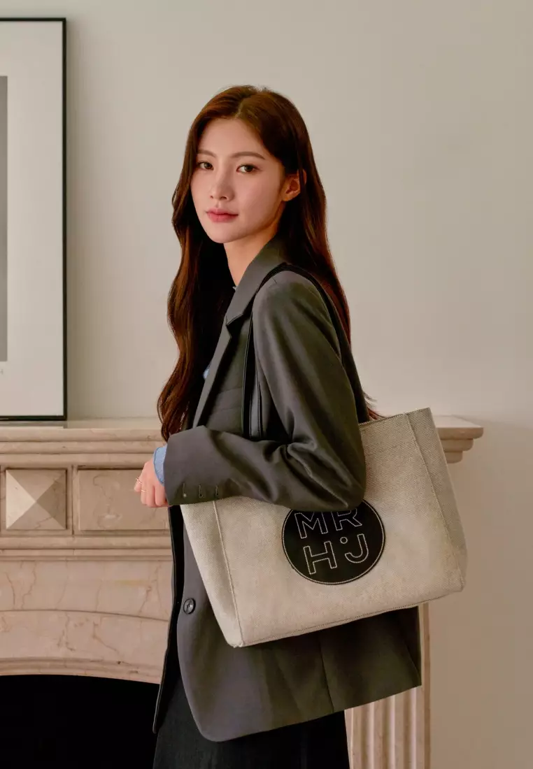 BONO LE BLANC V Canvas Vegan Leather Shoulder Bag Black V