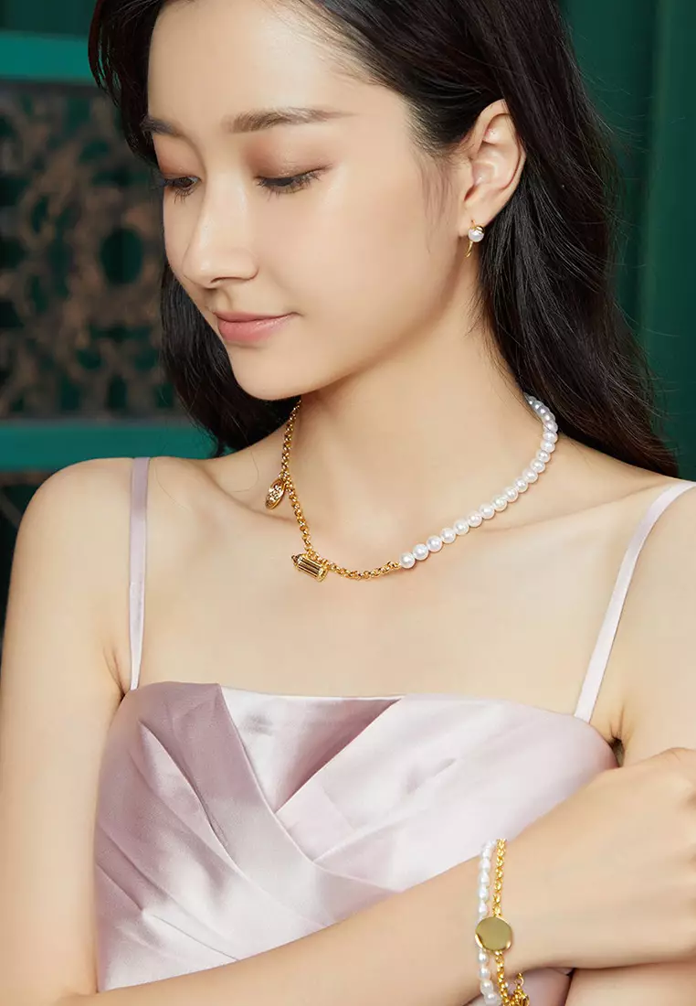 Freshwater pearl hot sale gold necklace