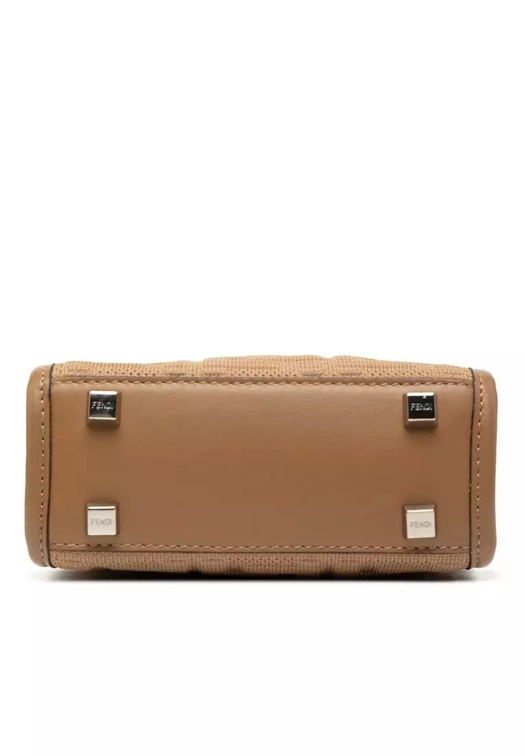 二手 Fendi Mini Zucca 壓花科技布料陽光購物手提包