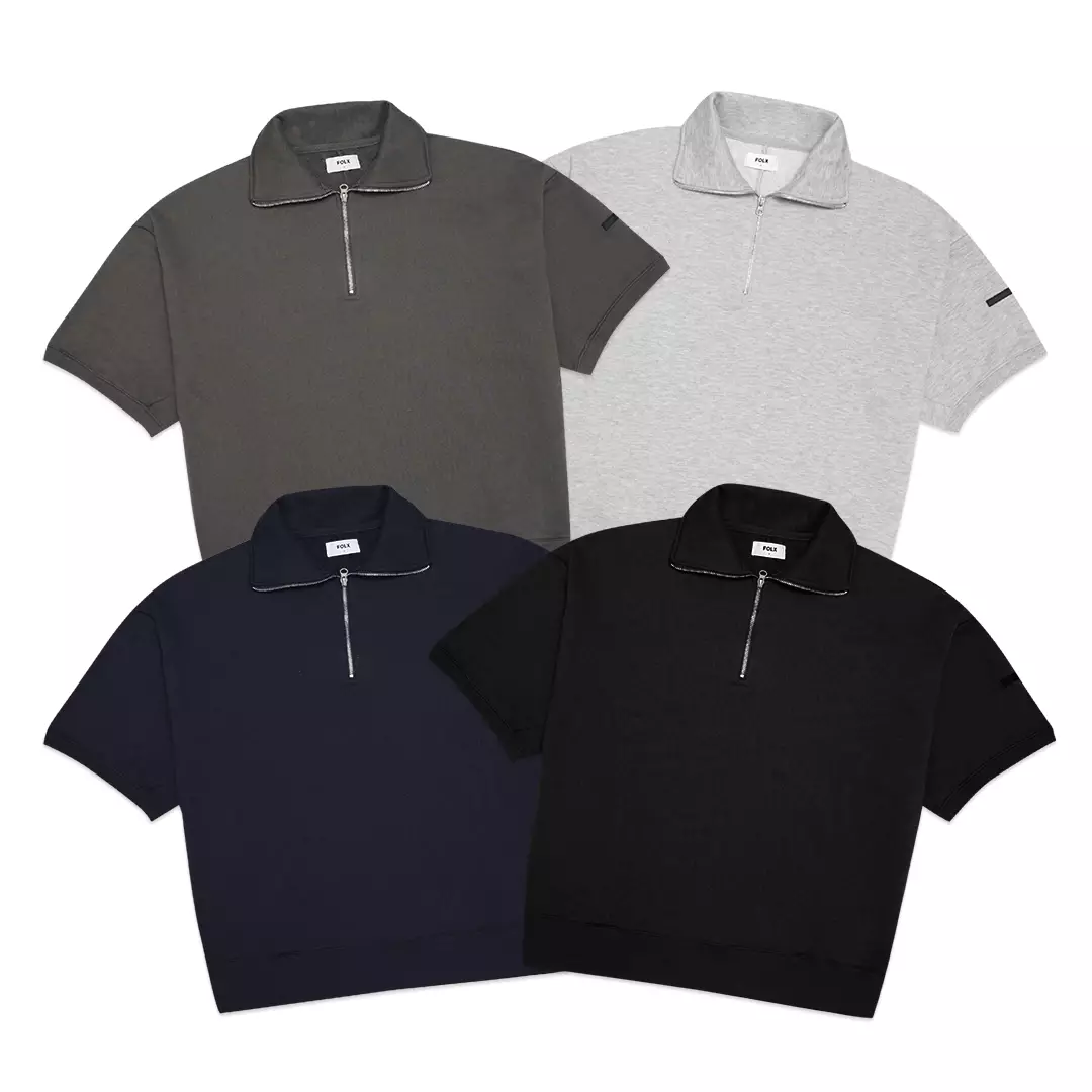 Oversize Half Zip Short Sleeve Jacket Dark Olive