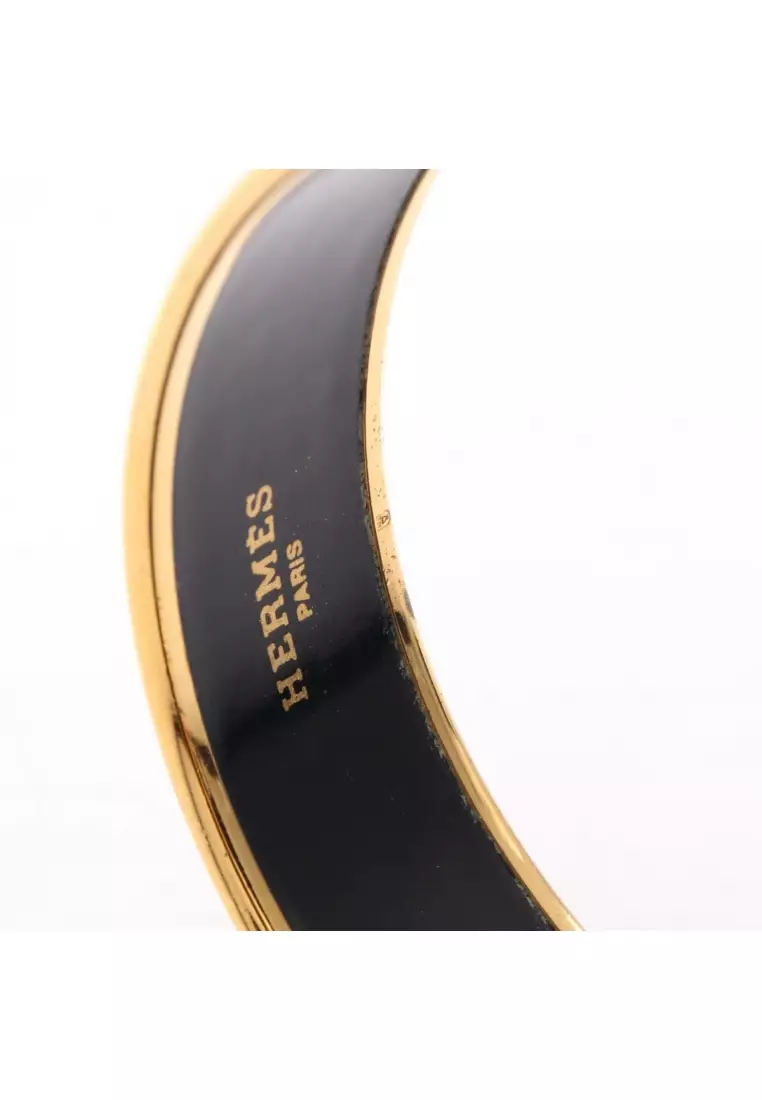 Pre-Loved Hermès Email GM bangle GP Cloisonne gold multicolor