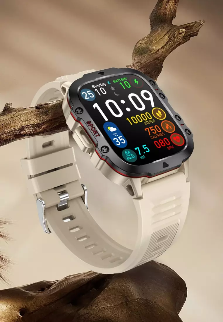 Value Deal - Unisex Smart Watch + EGLANTINE PRO 5S MINI (TWS) Wireless Earphones - Black -  Watch with Bluetooth Call - 1.96 Inch HD Screen 240x282 - Android/IOS - 3ATM Waterproof - Blood Pressure Monitoring - Rubber Strap