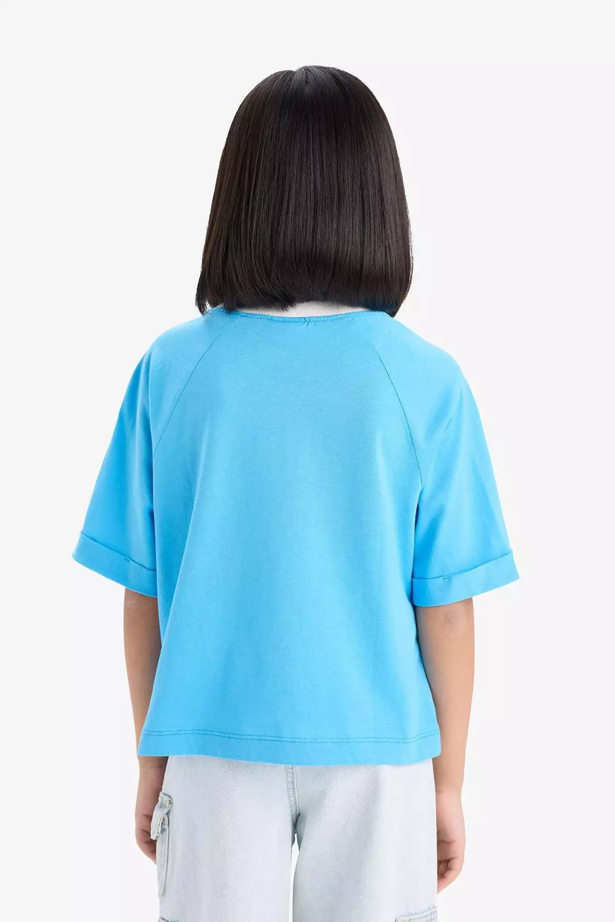 Girls' Boxy Fit Crew Neck Printed Short Sleeve T-Shirt E1896A825Sm