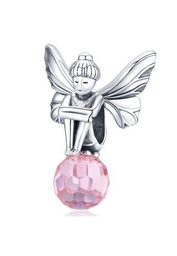 925 Signature 925 SIGNATURE Solid 925 Sterling Silver Fairy King Pink Crystal Charm 8A6B3AC1B0AF9DGS_1