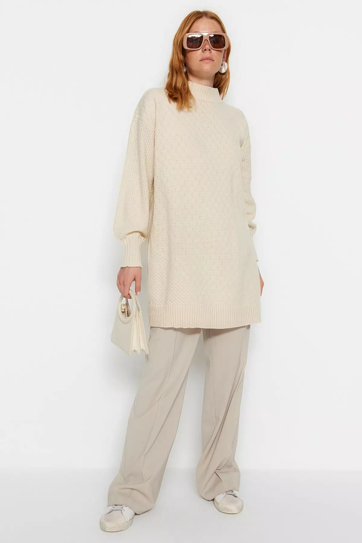 Honeycomb Pattern Knitwear Sweater