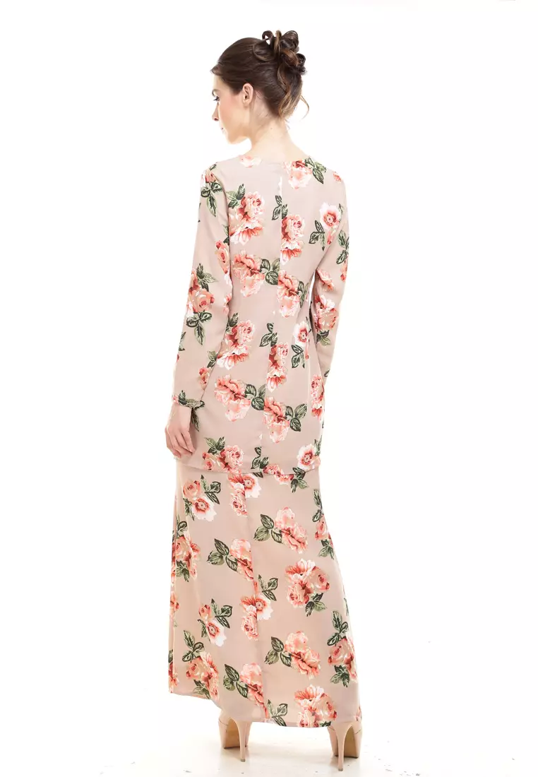 Rina Printed Kurung Brown Flower