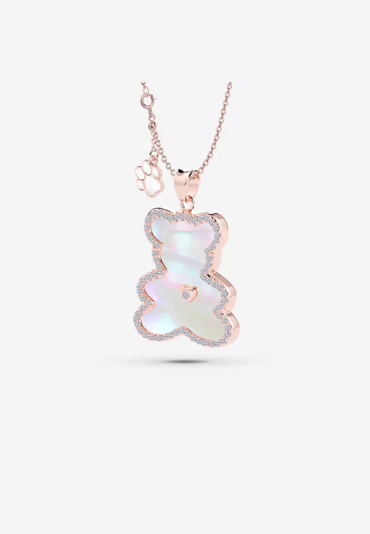Vinstella Luvis Bear – Mother Of Pearl with Quartz Diamond (Rose Gold)