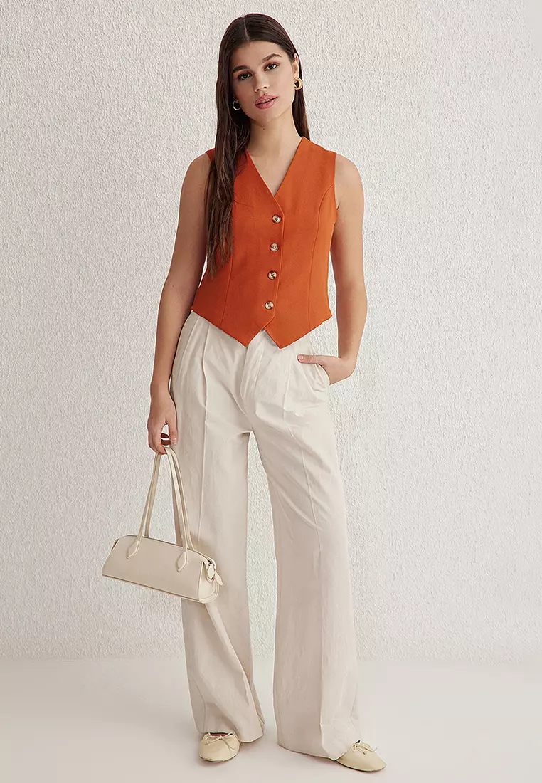 Tile Regular Pattern Crop Woven Vest