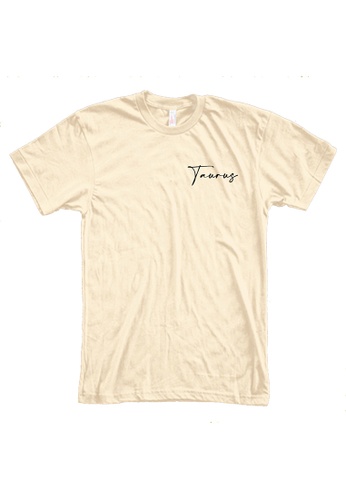 MRL Prints beige Zodiac Sign Taurus Pocket T-Shirt 8E6A2AA496C0E1GS_1