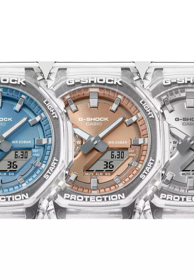 GA-2100BM-7A8 Men Analog-Digital Watch with Transparent Resin Band