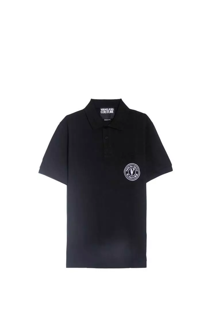Buy VERSACE JEANS COUTURE Embroidered V-Emblem Polo Shirt Online