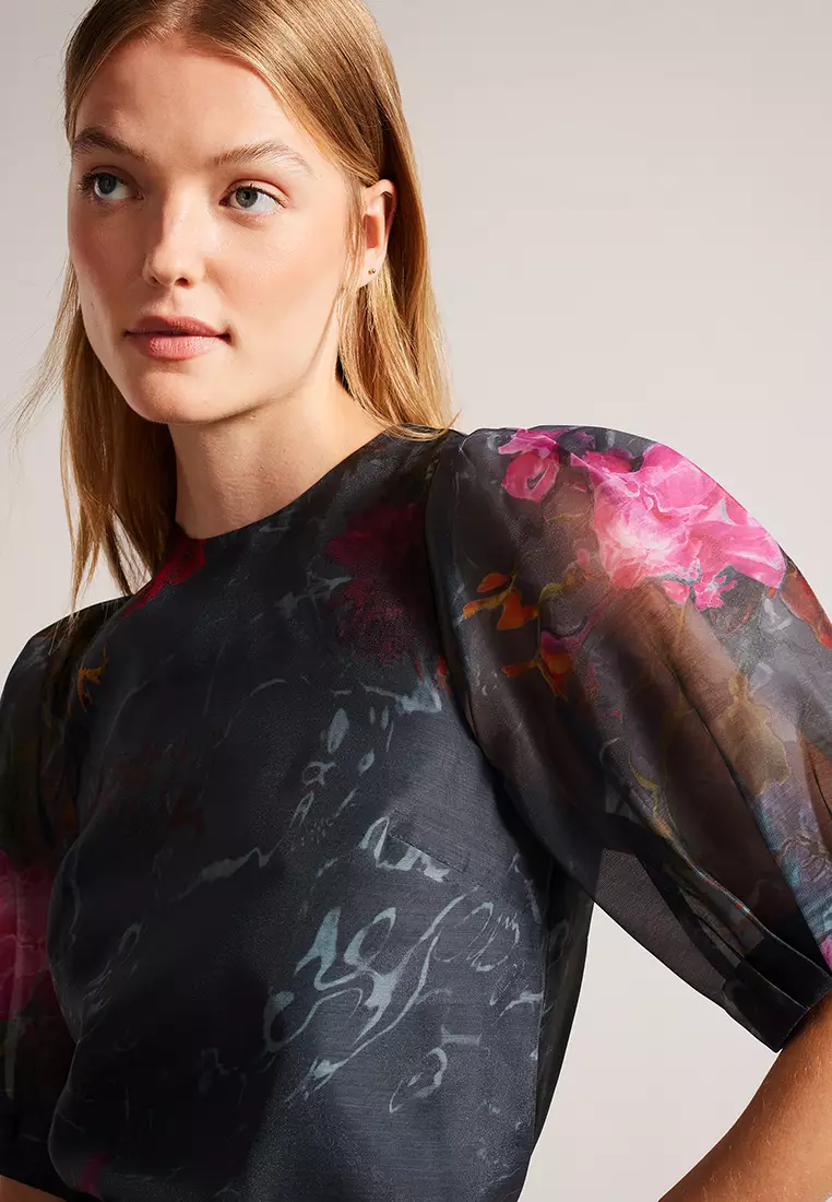 Buy TED BAKER Ted Baker Women's Ayymee Boxy Cropped Top with Puff Sleeve Online ZALORA Malaysia