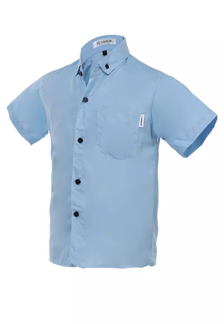 Juste Kemeja Formal Anak Laki-laki Lengan Pendek Motif Polos Kids Shirt Comportable Material Cotton ORIGINAL - Soft Blue