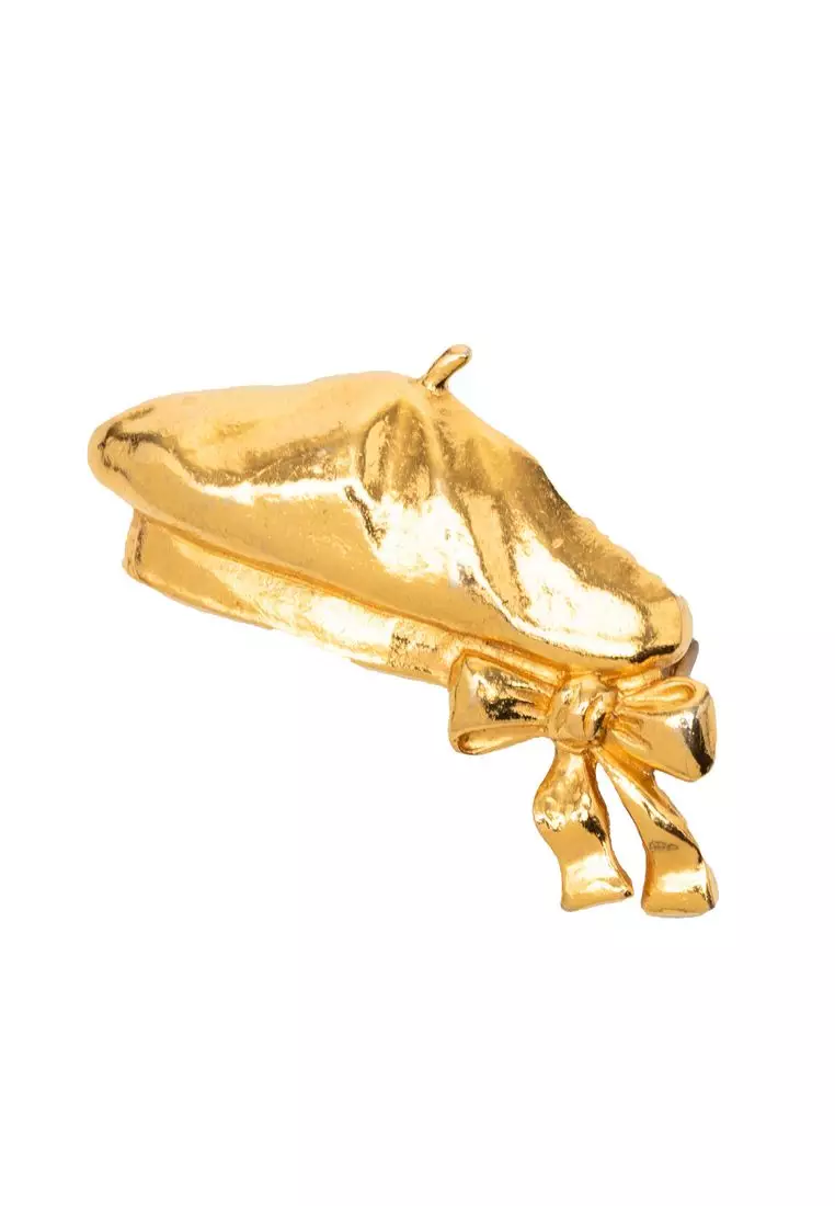 Pre-Loved Chanel Gold Plated Beret Hat Brooch