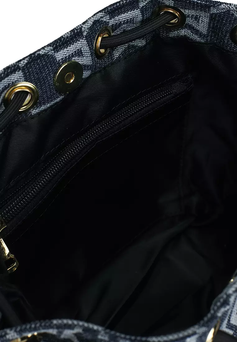 Denim Fabric Convertible Bucket Bag