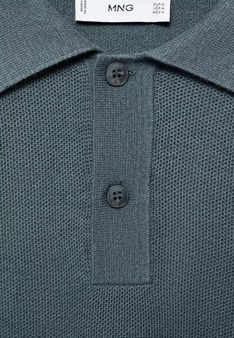 Micro-Structured Cotton Polo Shirt