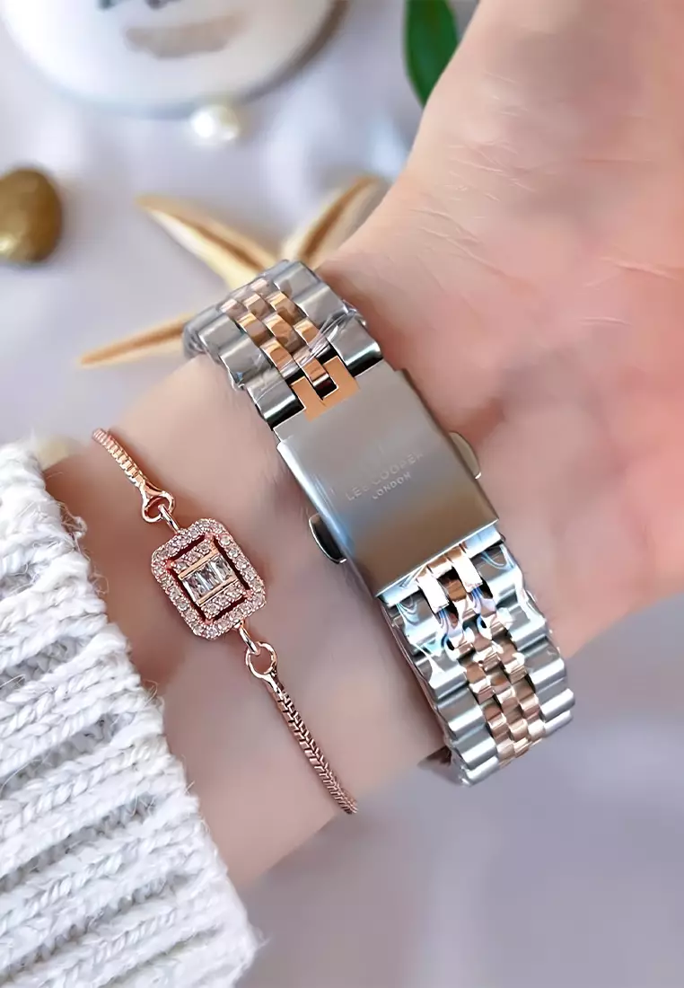 Lee Cooper London Jam Tangan Analog Wanita - Silver Rosegold Stainless Steel - LC07593.560