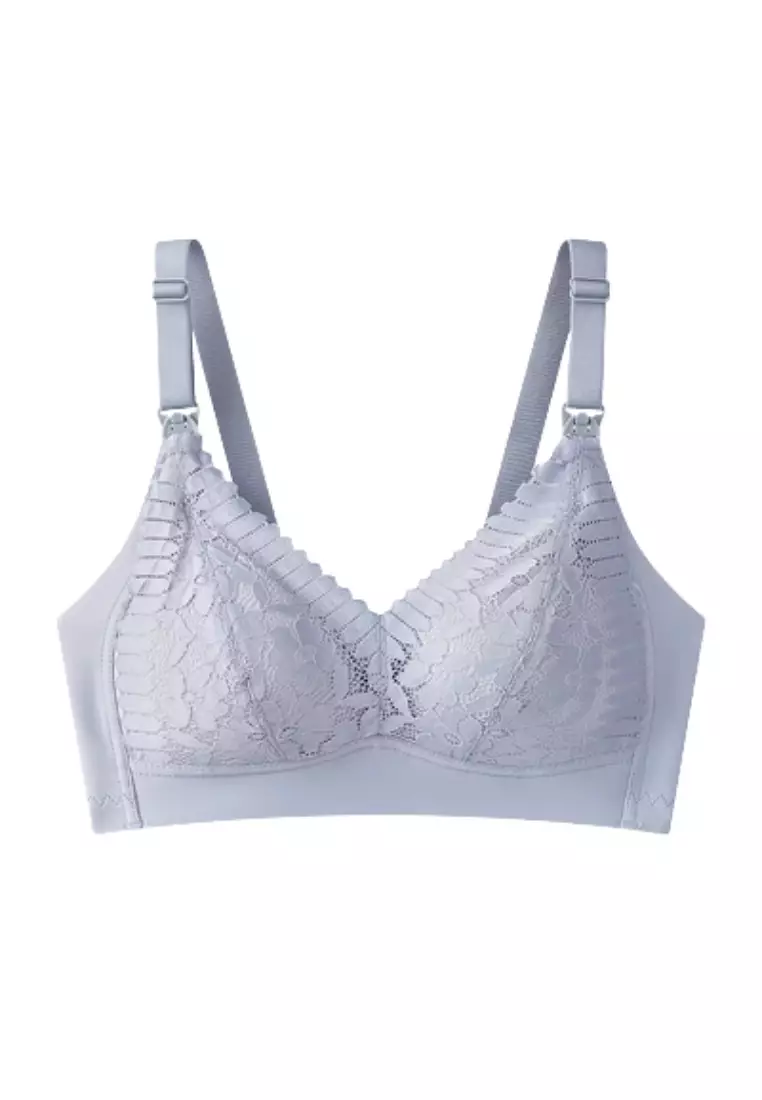 Premium Cara Seamless Lace Nursing Bra in Blue Maternity Bra