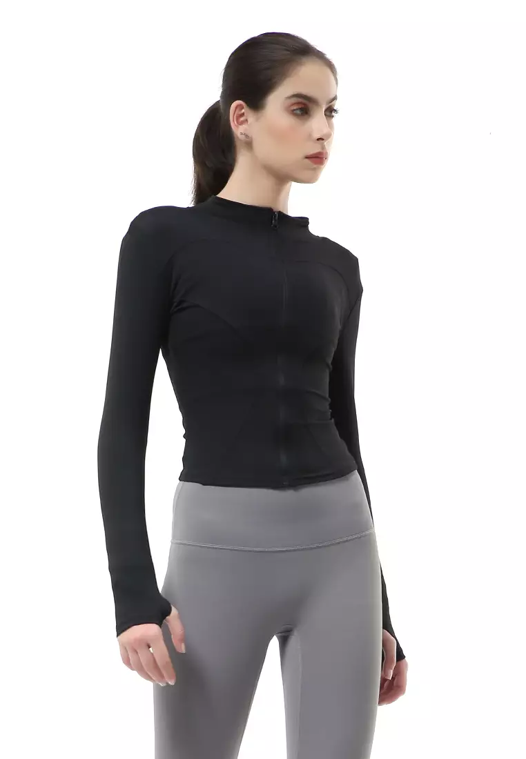 Mikayla Sportwear Jaket Olahraga Wanita Lengan Panjang Adjust Body Shape Material Spandex Lycra ORIGINAL - Black