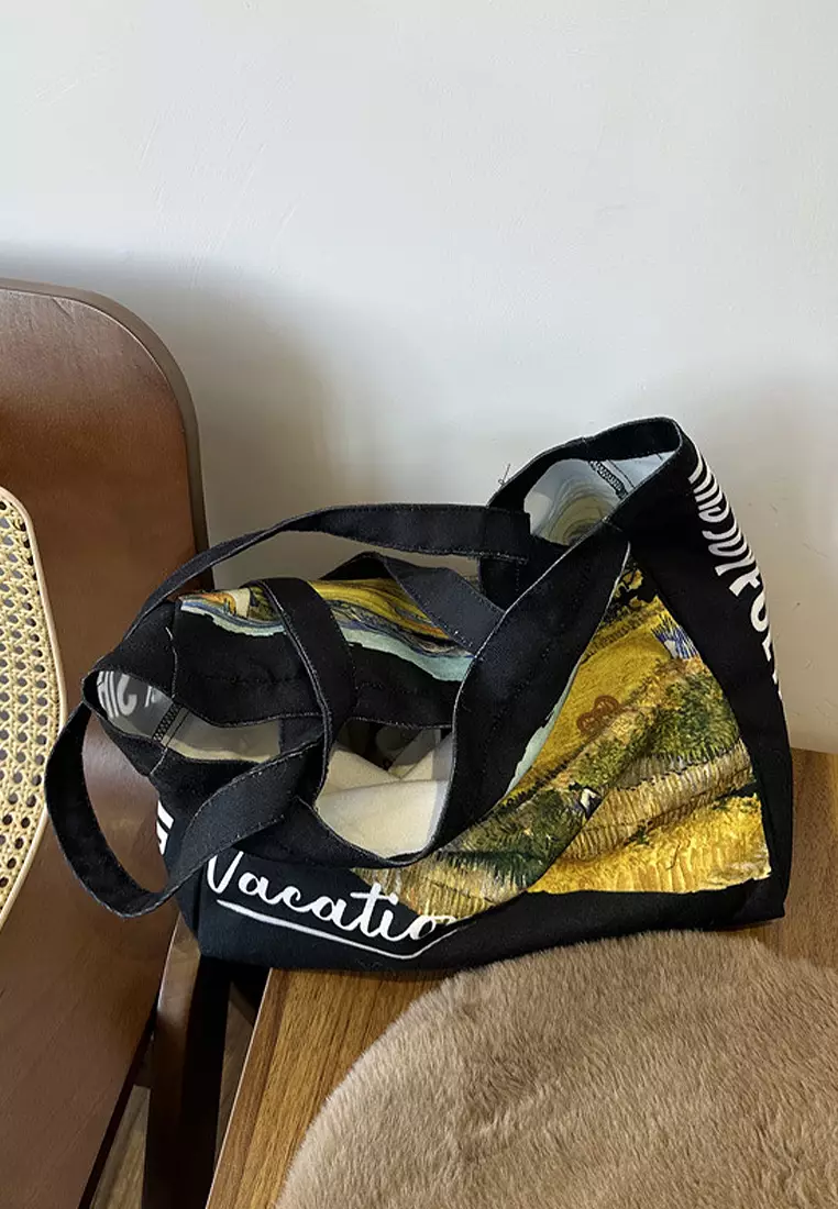 Buy Sunnydaysweety 2024 New Black and White Shoulder Totes CA24032325BK