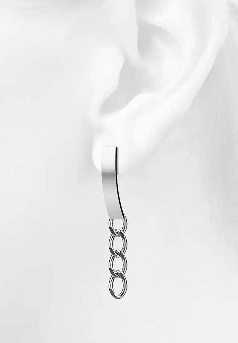 Royal Chain Stud Earrings in White Gold